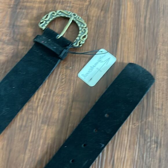 BRAND NEW Black Suede Belt - Thick with Gold Buckle - Picture 3 of 3